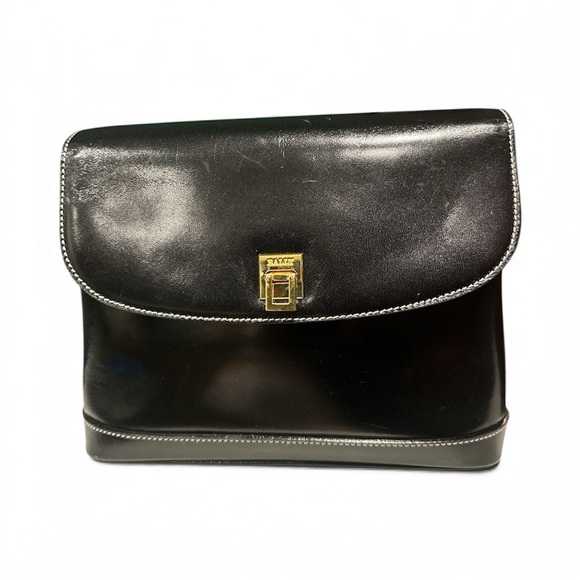 Bally Handbags - Bally Ollam Black Leather shoulder Bag with gold hardware•Vintage•80s•Italy